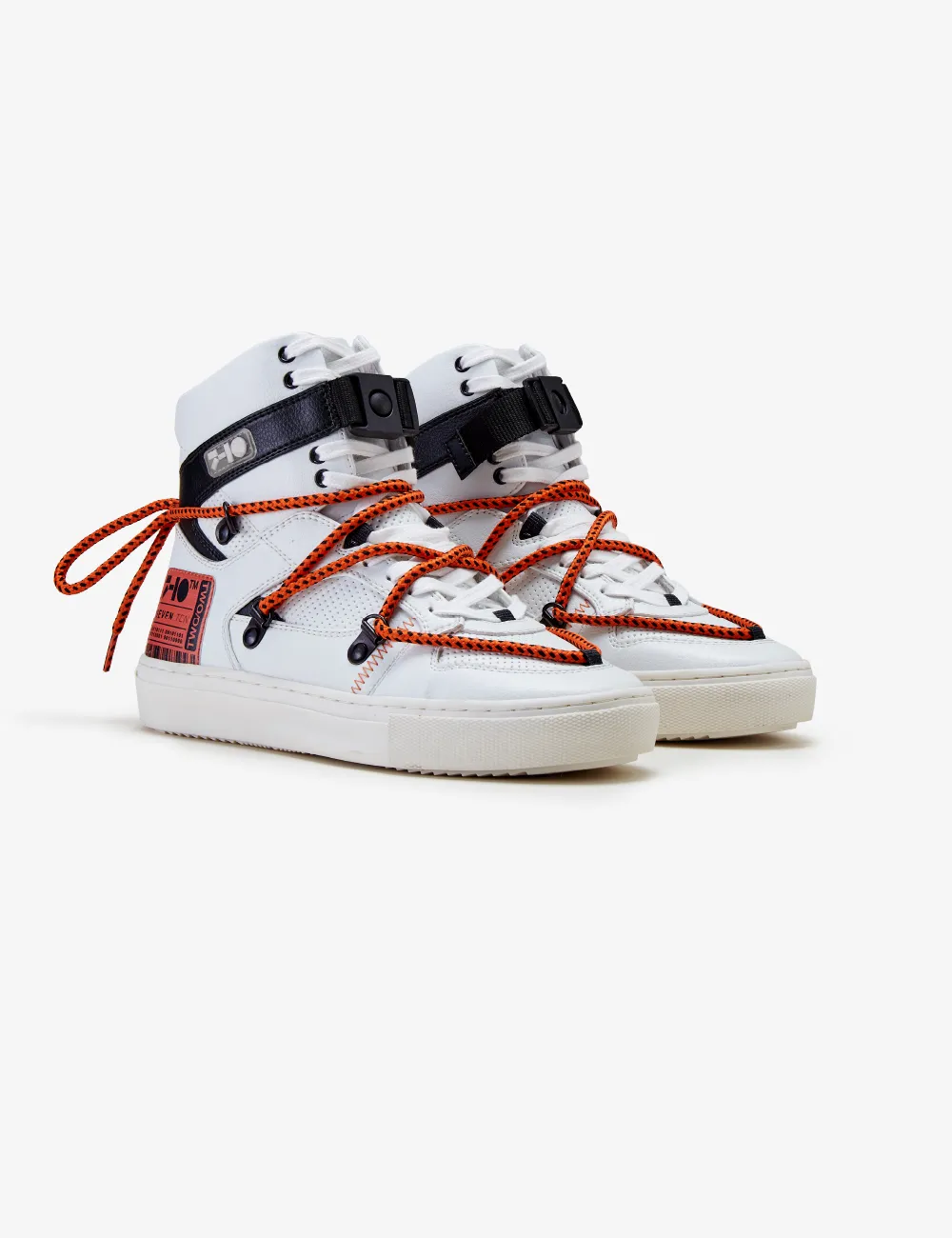 209 White Orange Graphic High-Top Sneaker