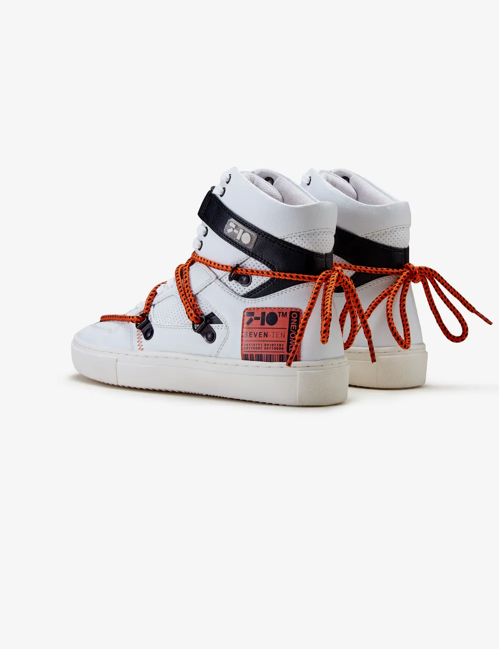 209 White Orange Graphic High-Top Sneaker