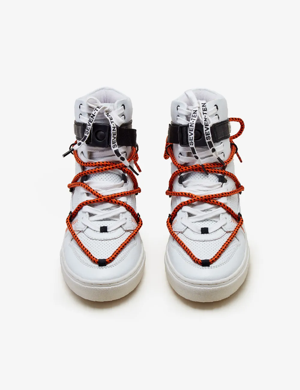 209 White Orange Graphic High-Top Sneaker