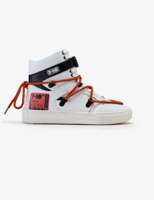 209 White Orange Graphic High-Top Sneaker