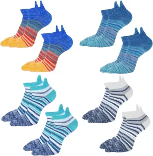 8 Pairs Men Toe Socks, Cotton Breathable Support Sock Ankle Arch Running Socks, Colour Stripes Five Finger Socks for Trainer Sports Working Cycling Hiking Size7-9.5 Available All Seasons