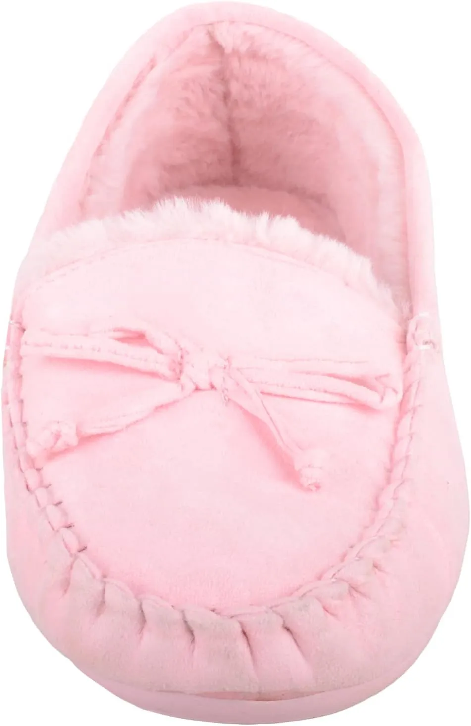 ABSOLUTE FOOTWEAR Womens Soft Bow Design Slip On Faux Fur Lined Moccasin Slippers
