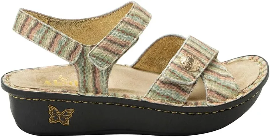 Alegria Women Kelsi Cross Strap Adjustable Leather Sandal