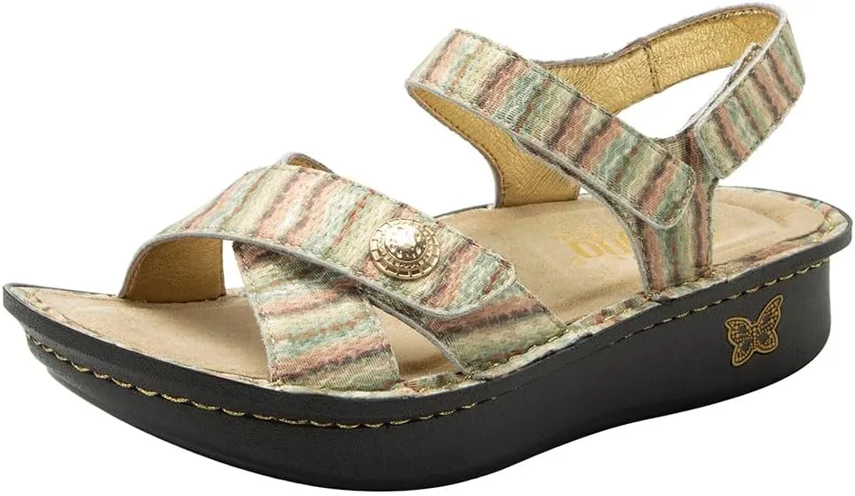 Alegria Women Kelsi Cross Strap Adjustable Leather Sandal