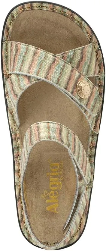 Alegria Women Kelsi Cross Strap Adjustable Leather Sandal