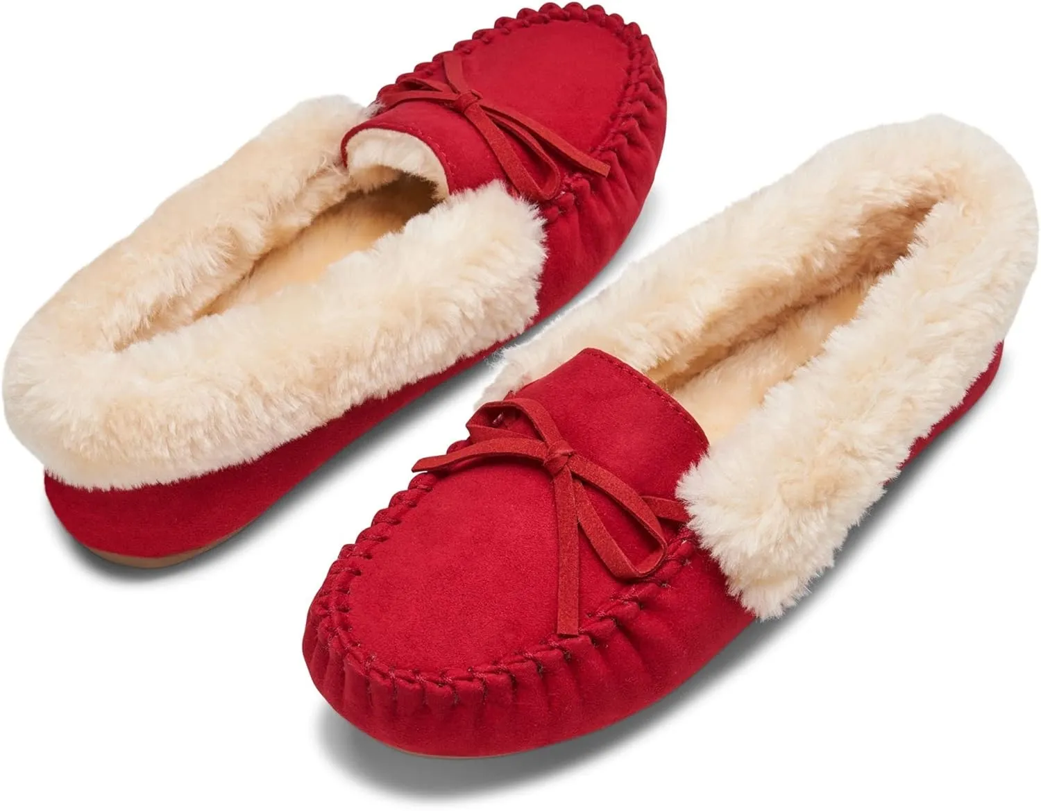 Alpine Swiss Leah Womens Shearling Moccasin Slippers Faux Fur Slip On House Shoes