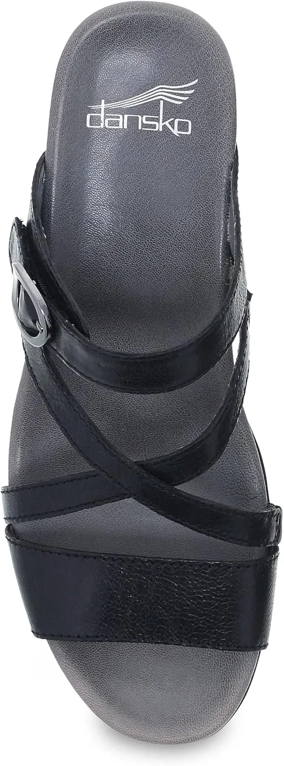 Ana Wedge Sandal for Women – Cushioned, Contoured Footbed for All-Day Comfort and Support – Adjustable Hook & Loop Strap with Buckle Detail – Lightweight Rubber Outsole