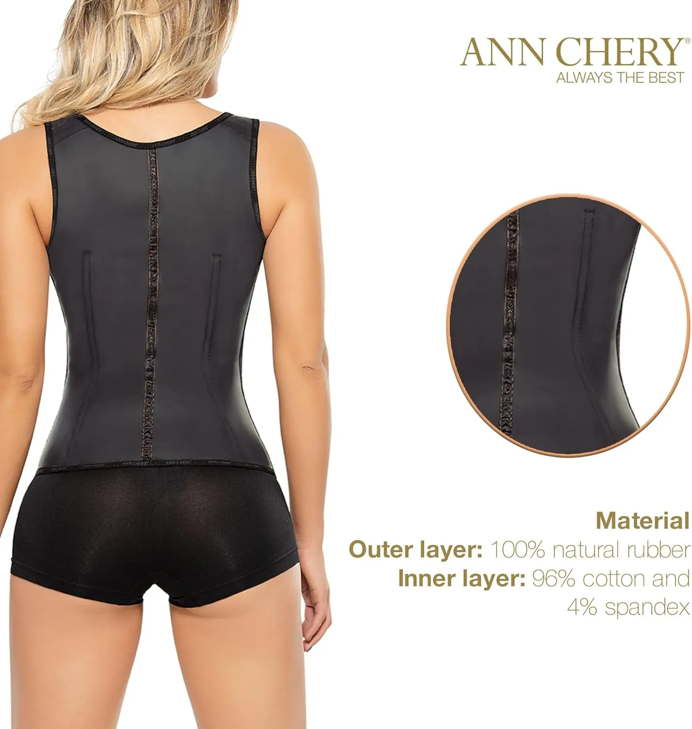 Ann Chery Corset Waist Trainer for Women’s Weight Loss - Colombian Waist Cincher With Straps - 3 Hook Vest Body Shaper