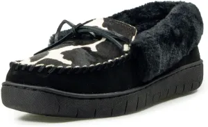 ARIAT Women's Ivy Moccasin - Genuine Suede Leather Moc Toe Slip-On Style Black Laces Rubber Outsole Slippers