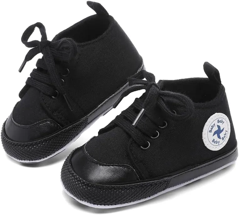 Baby Girls Boys Shoes Soft Anti-Slip Sole Newborn First Walkers High Top Canvas Denim Unisex Infant Sneaker
