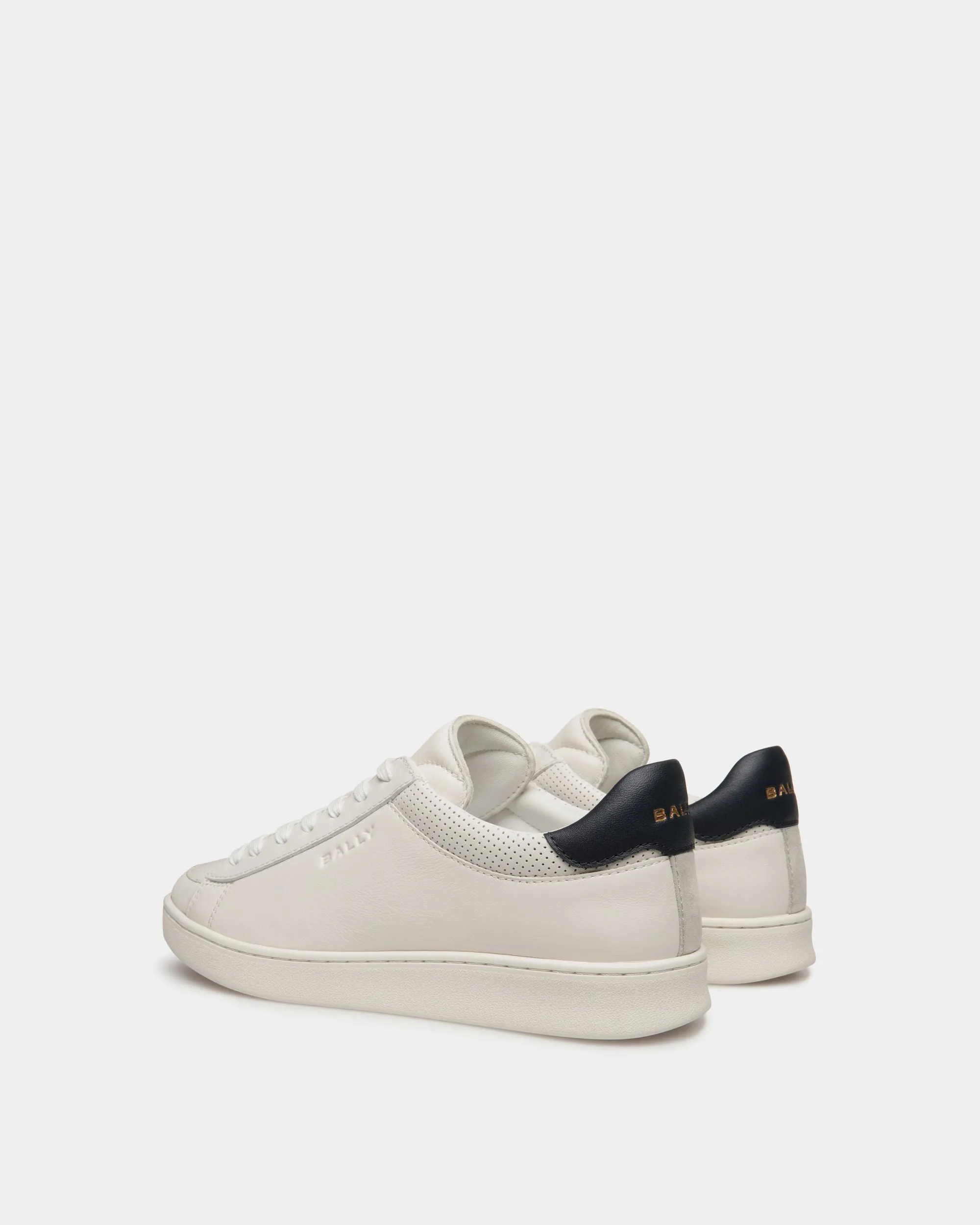Bally By YK Jeong Sneaker in White and Navy Blue Leather