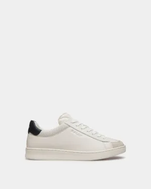Bally By YK Jeong Sneaker in White and Navy Blue Leather