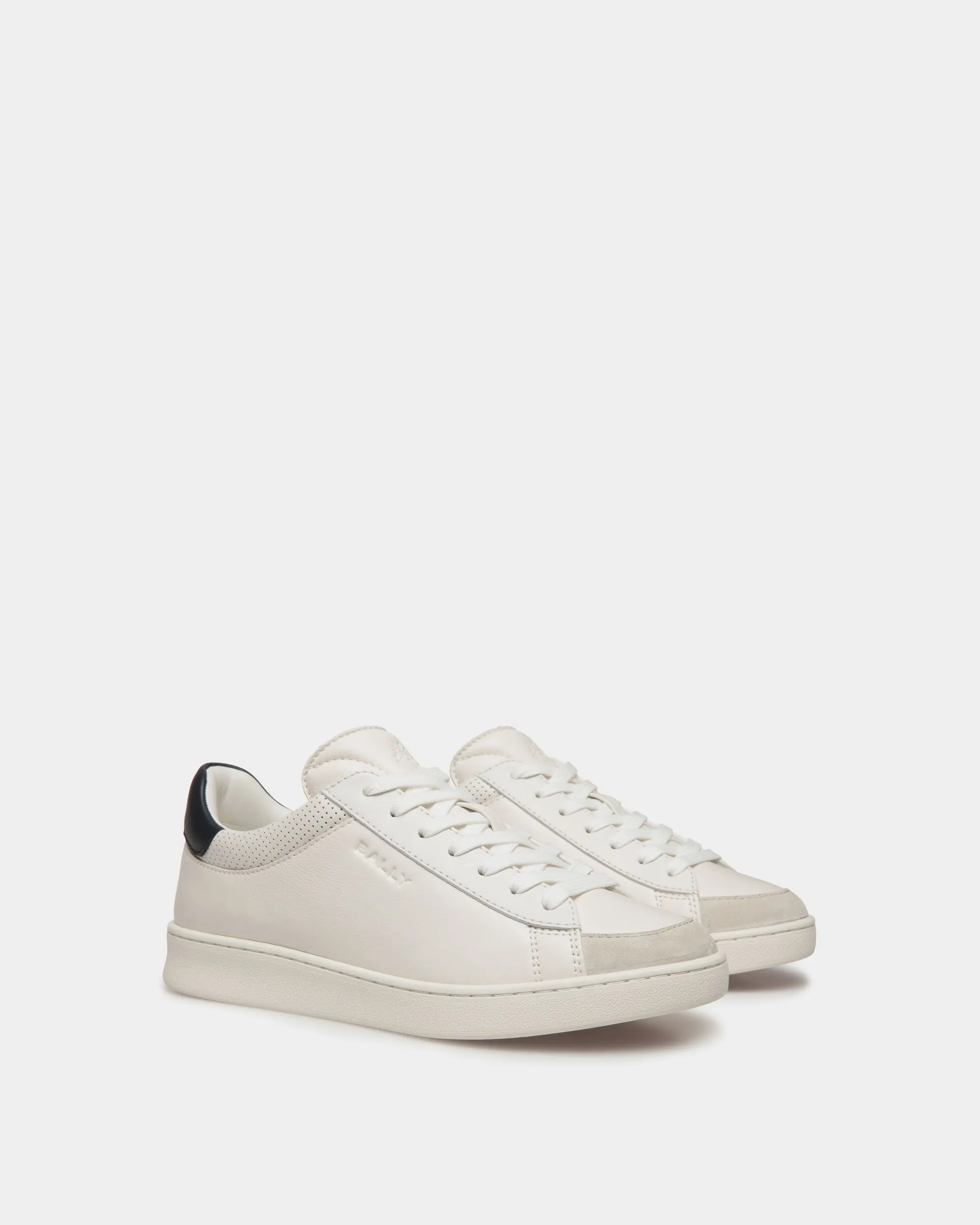 Bally By YK Jeong Sneaker in White and Navy Blue Leather