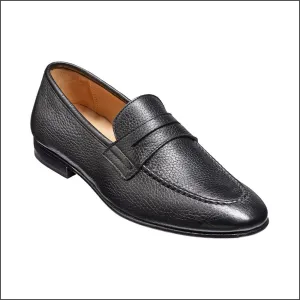 Barker Ledley Black Deerskin Apron Front Mocassin Slip On@