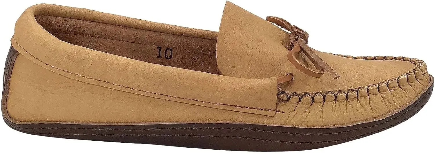Bastien Industries Men's Moose Hide Leather with Heavy Oil Tan Sole Earthing Moccasins