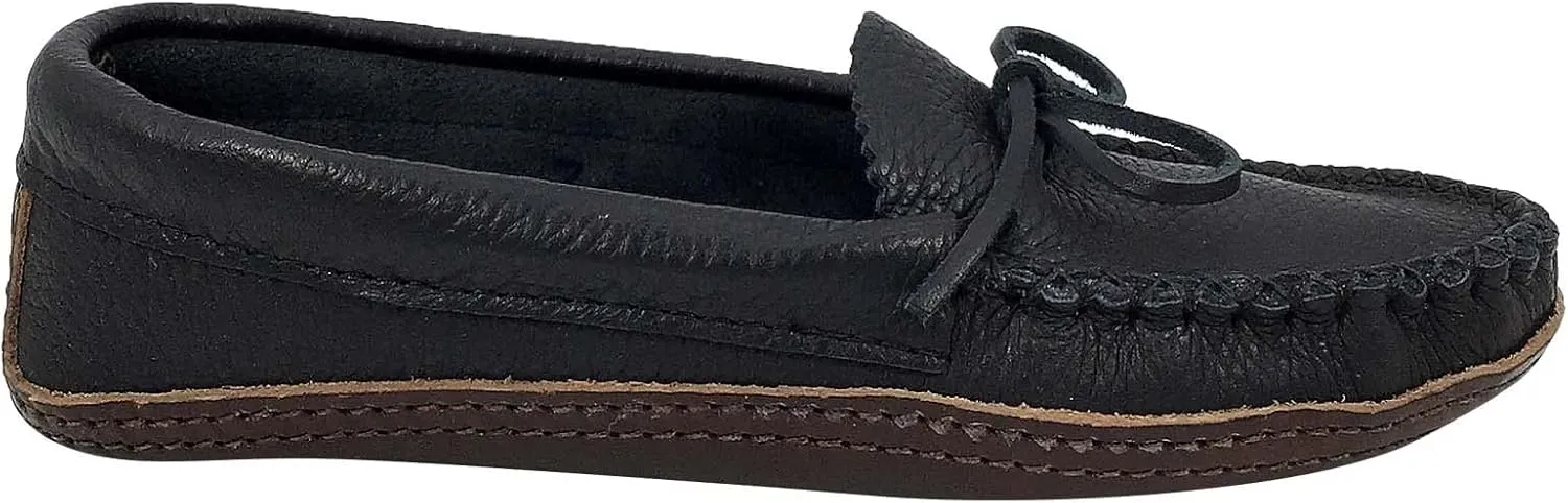 Bastien Industries Women's Moose Hide Leather with Heavy Oil Tan Sole Earthing Moccasins