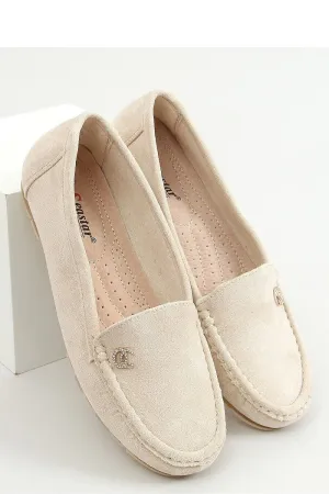 Beige Eco-Suede Loafers for Women – Almond-Toe Slip-Ons with Crystal Charm