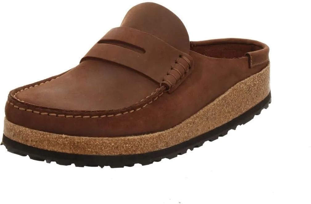 Birkenstock Naples Oiled Leather Clogs - Moccasin Comfort with Striking Stitching, Oiled Nubuck Leather, and Cushioned Cork-Latex Footbed