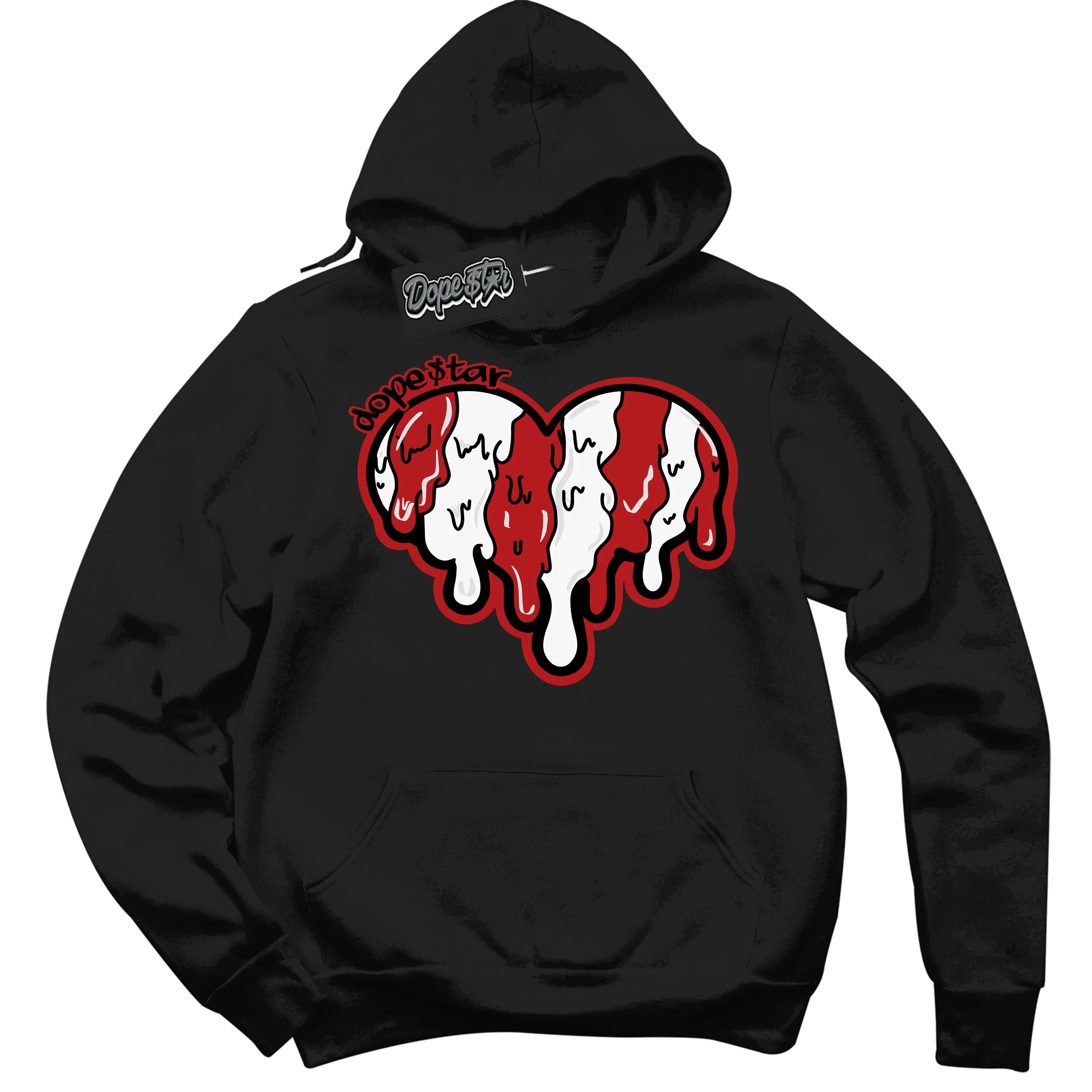 Black Toe Bright Crimson Dunk Sneaker Hoodie Melting Heart Graphic