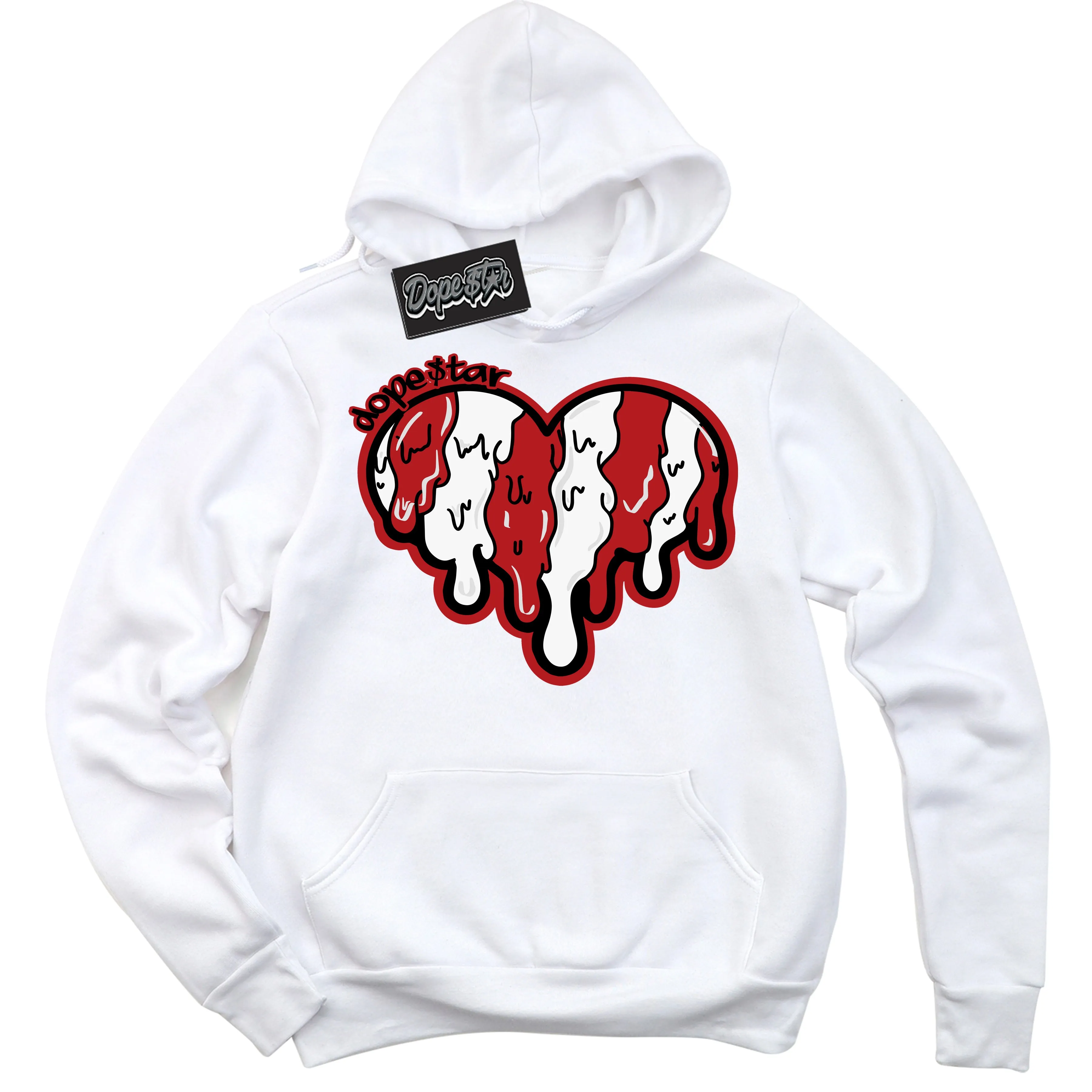 Black Toe Bright Crimson Dunk Sneaker Hoodie Melting Heart Graphic