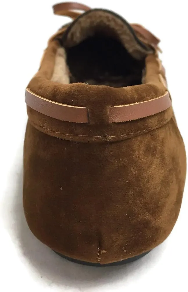 Blueberry Womens Faux Soft Suede Fur Lined Moccasin House Slippers Indoor Outdoor