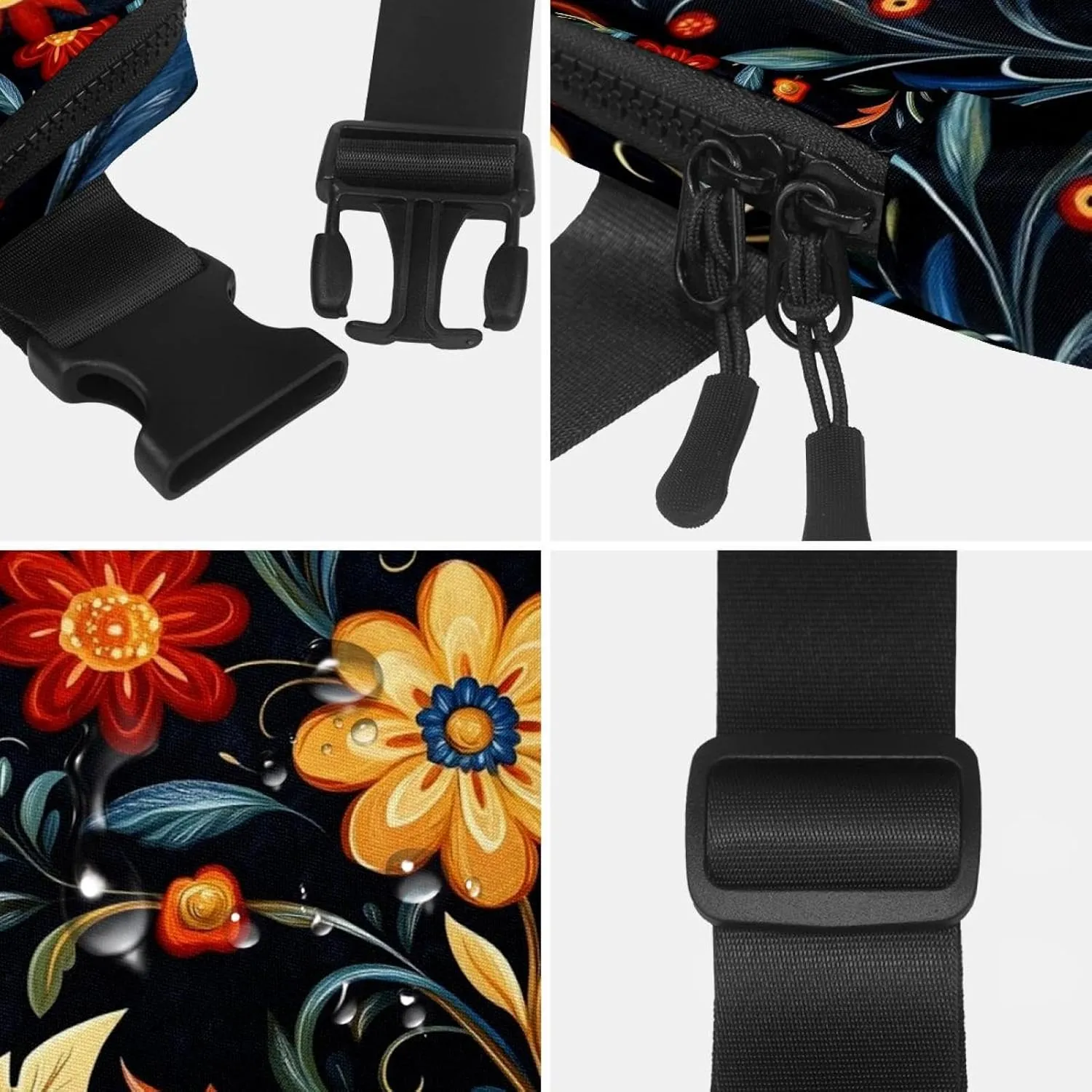 Boho Floral-27 Unisex Style Fanny Pack: Fashion Waist Packs, Crossbody Bags Sport Slim Fashionable for Jogging Hiking Hiker Woman Man