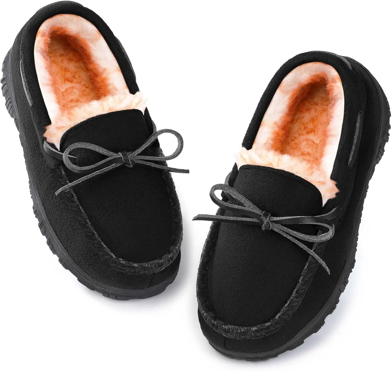 Boys & Girls Memory Foam Moccasin Slippers - Furry Plush Lining, Non-Slip Indoor/Outdoor for Big Kids, Little Kids & Toddler
