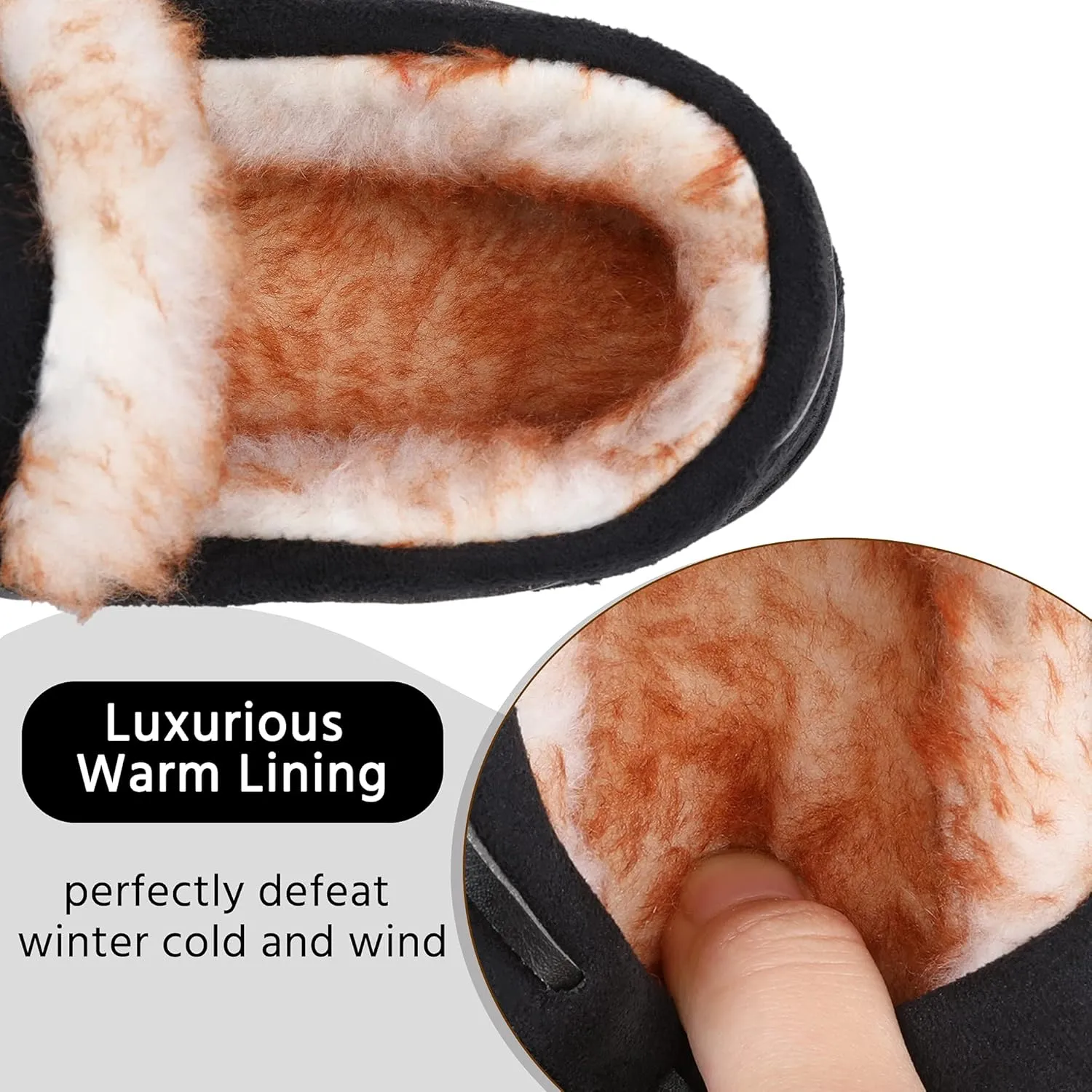 Boys & Girls Memory Foam Moccasin Slippers - Furry Plush Lining, Non-Slip Indoor/Outdoor for Big Kids, Little Kids & Toddler