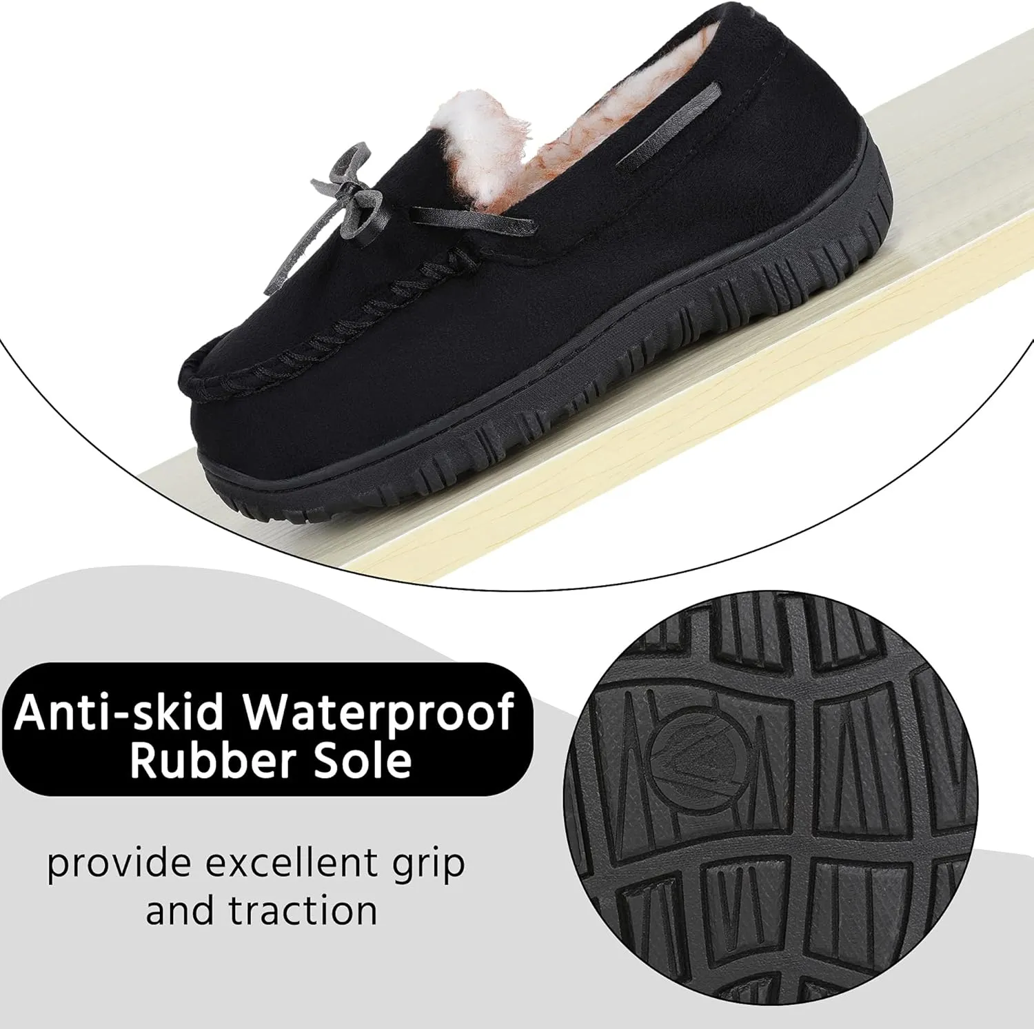 Boys & Girls Memory Foam Moccasin Slippers - Furry Plush Lining, Non-Slip Indoor/Outdoor for Big Kids, Little Kids & Toddler