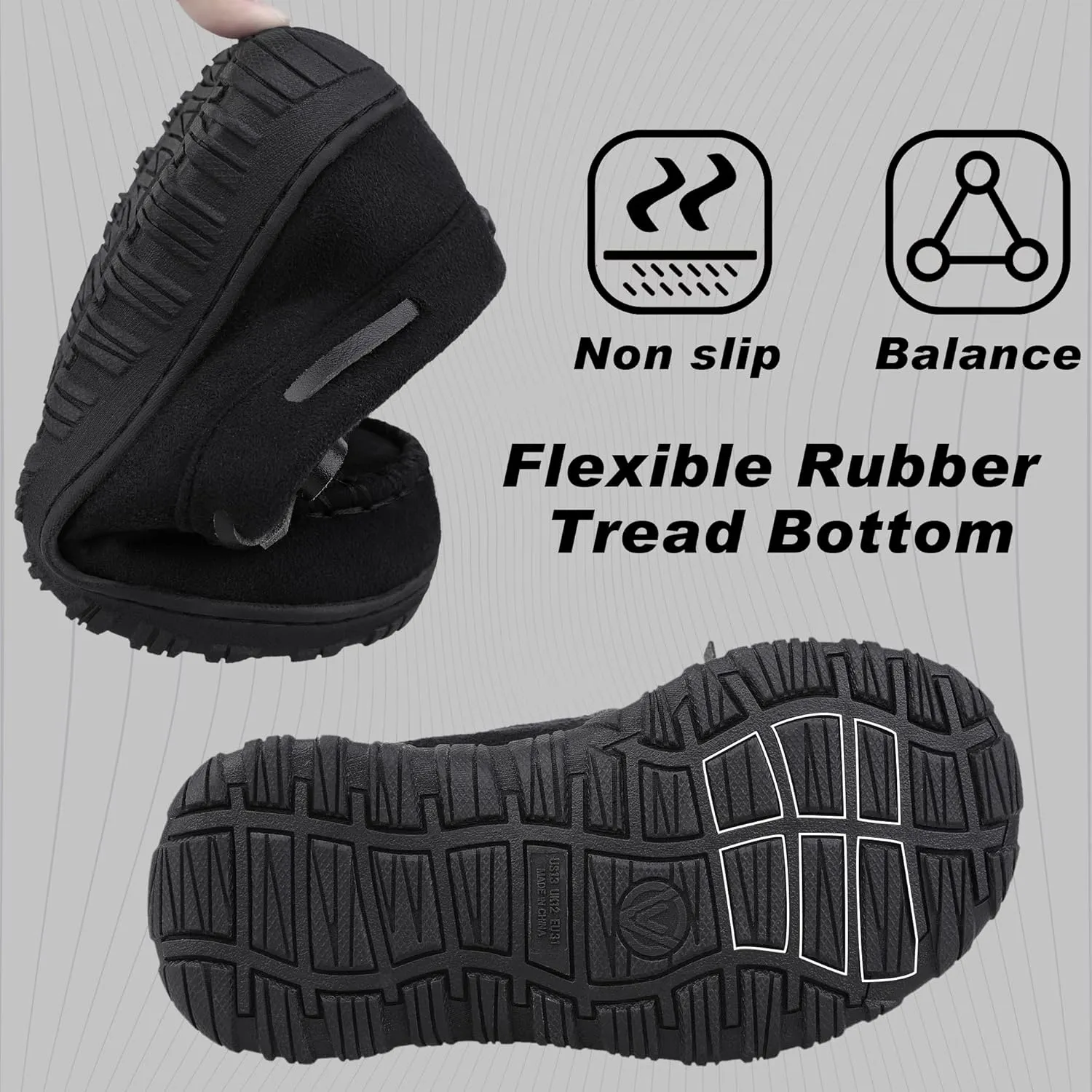 Boys House Slippers Memory Foam Moccasin Shoes Furry Plush Lining Non Slip Indoor Outdoor Boys Slippers for Big Kids Little Kids