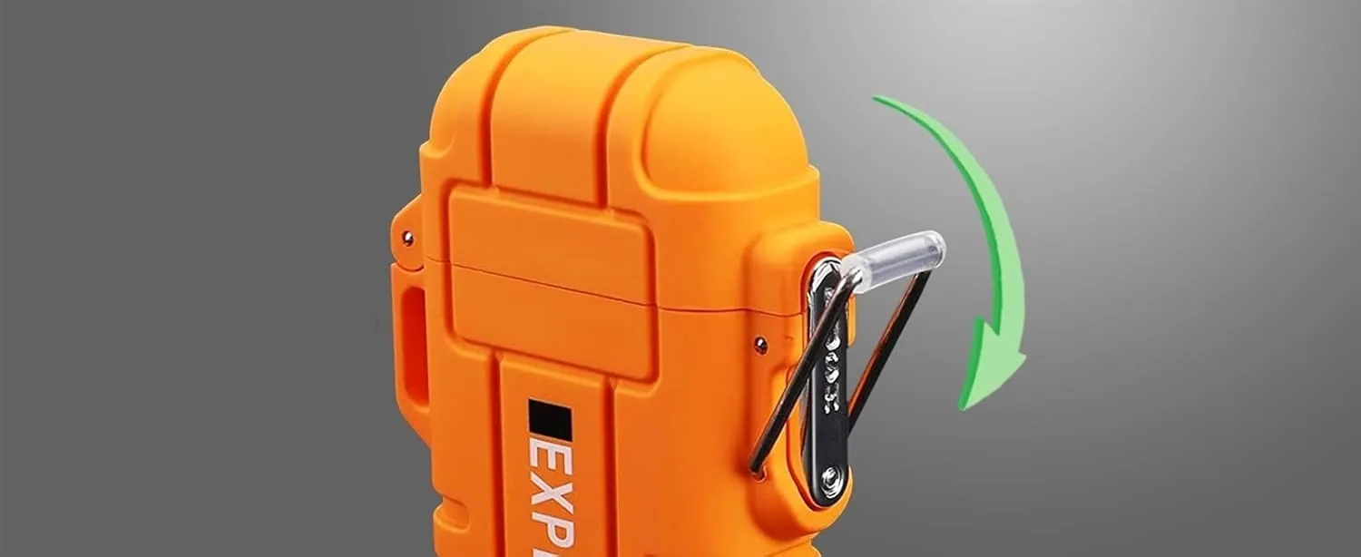 Butane outdoor camping survival waterproof lighter, windproof flashlight, double arc butane electric lighter, USB rechargeable, flameless plasma lighter, suitable for camping hiking adventure survival