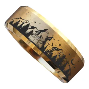 Camper Life Wedding Band RV Trailer Ring Van Life Wedding Ring Camping Ring Adventure Engagement Ring Solo Traveler Hiker Outdoors