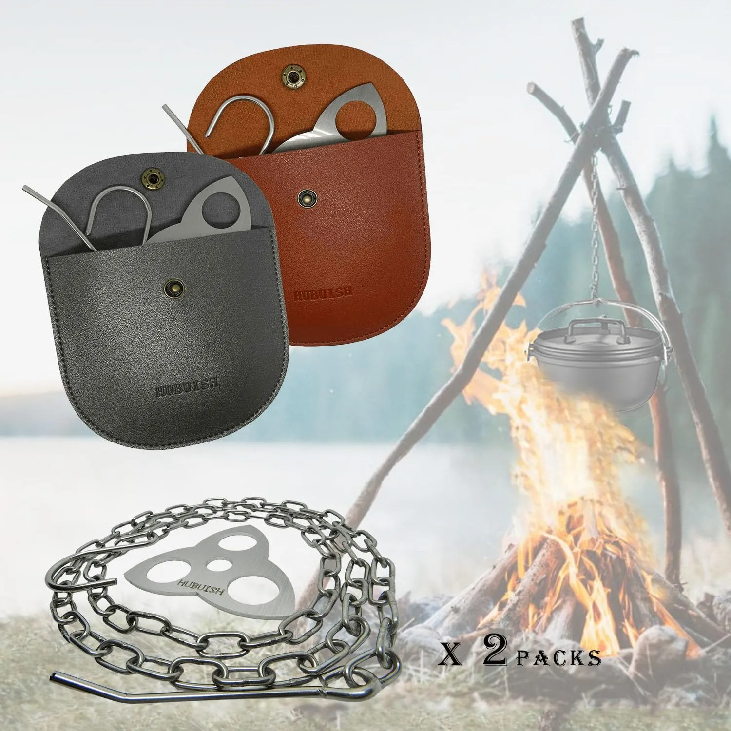Camping Tripod Board Accessories - Turn Branches into Campfire Tripod Grill for Cooking, Portable Camping Gear and Equipment for Camper/Hiker Travel Outdoor Firepit Hang Pot Cooking