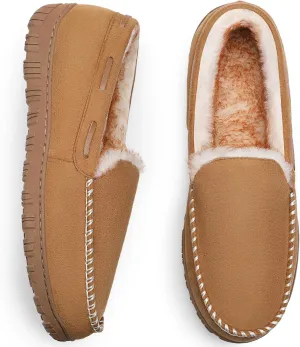 CareBey Men Slippers Indoor Outdoor Slip on Warm House Shoes Plush Moccasin Slippers for Men
