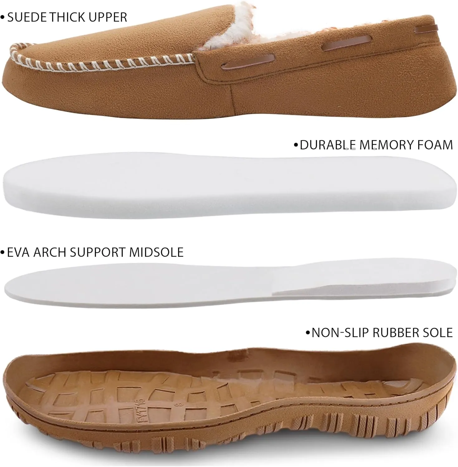CareBey Men Slippers Indoor Outdoor Slip on Warm House Shoes Plush Moccasin Slippers for Men