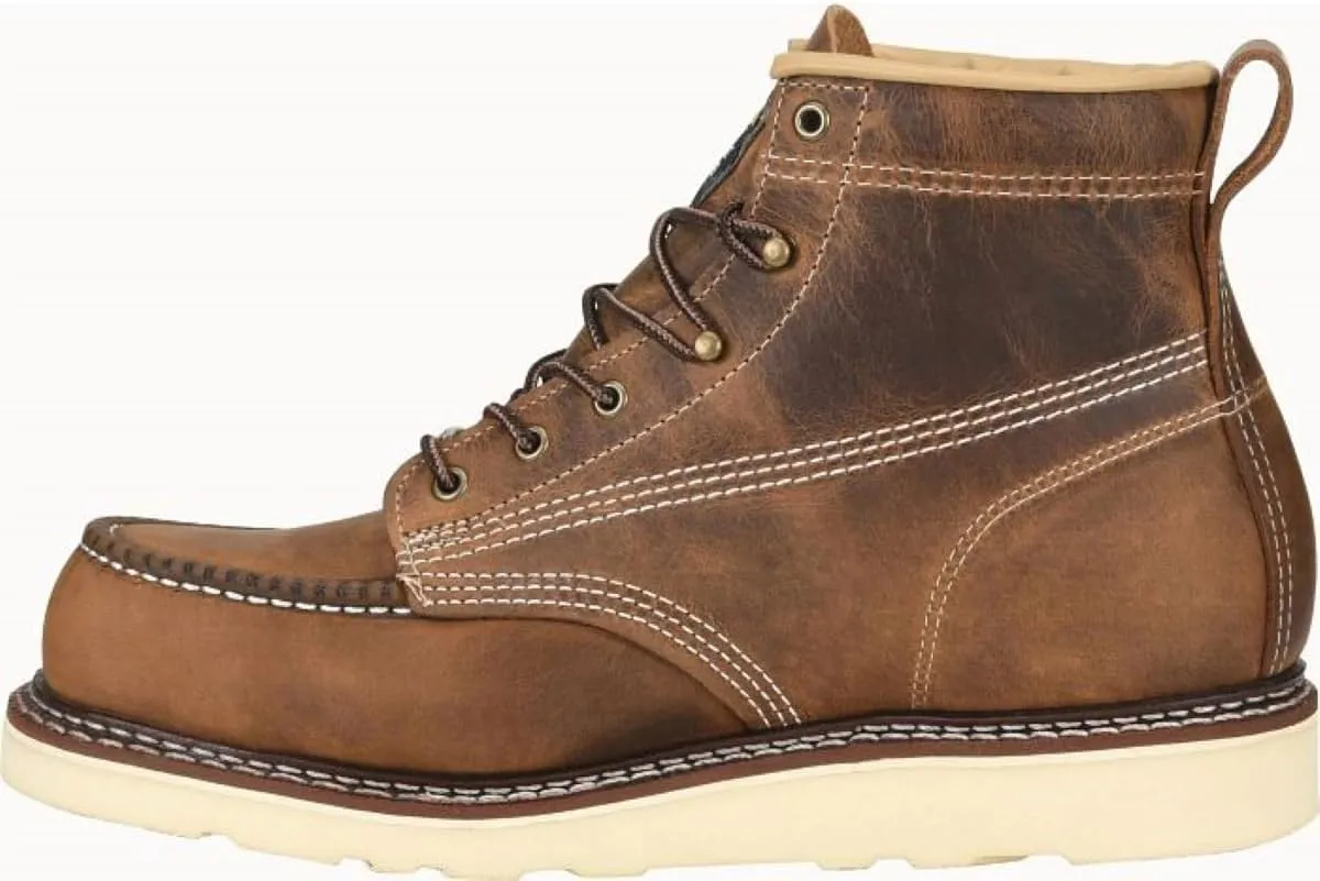 Carolina AMP USA 6" Soft Moc Toe Work Boots for Men - USA Made, Old Town Folklore Leather Upper, Oil & Slip Resistant Outsole, Poron Insole