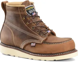 Carolina AMP USA 6" Soft Moc Toe Work Boots for Men - USA Made, Old Town Folklore Leather Upper, Oil & Slip Resistant Outsole, Poron Insole