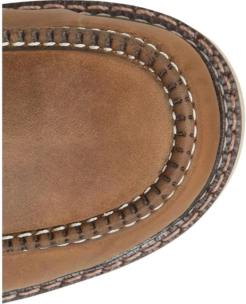 Carolina AMP USA 6" Soft Moc Toe Work Boots for Men - USA Made, Old Town Folklore Leather Upper, Oil & Slip Resistant Outsole, Poron Insole
