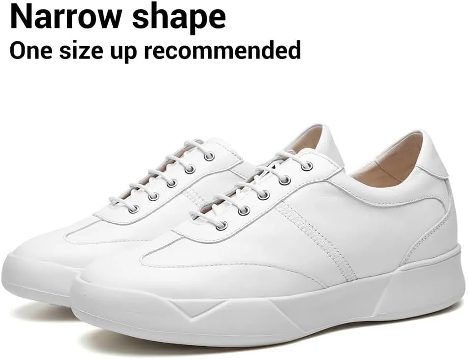 CHAMARIPA Hidden Heel Premium Leather Height Increase Low-Top Skate Shoes Men's Invisible Height Increasing Elevator Casual Fashion Sneaker