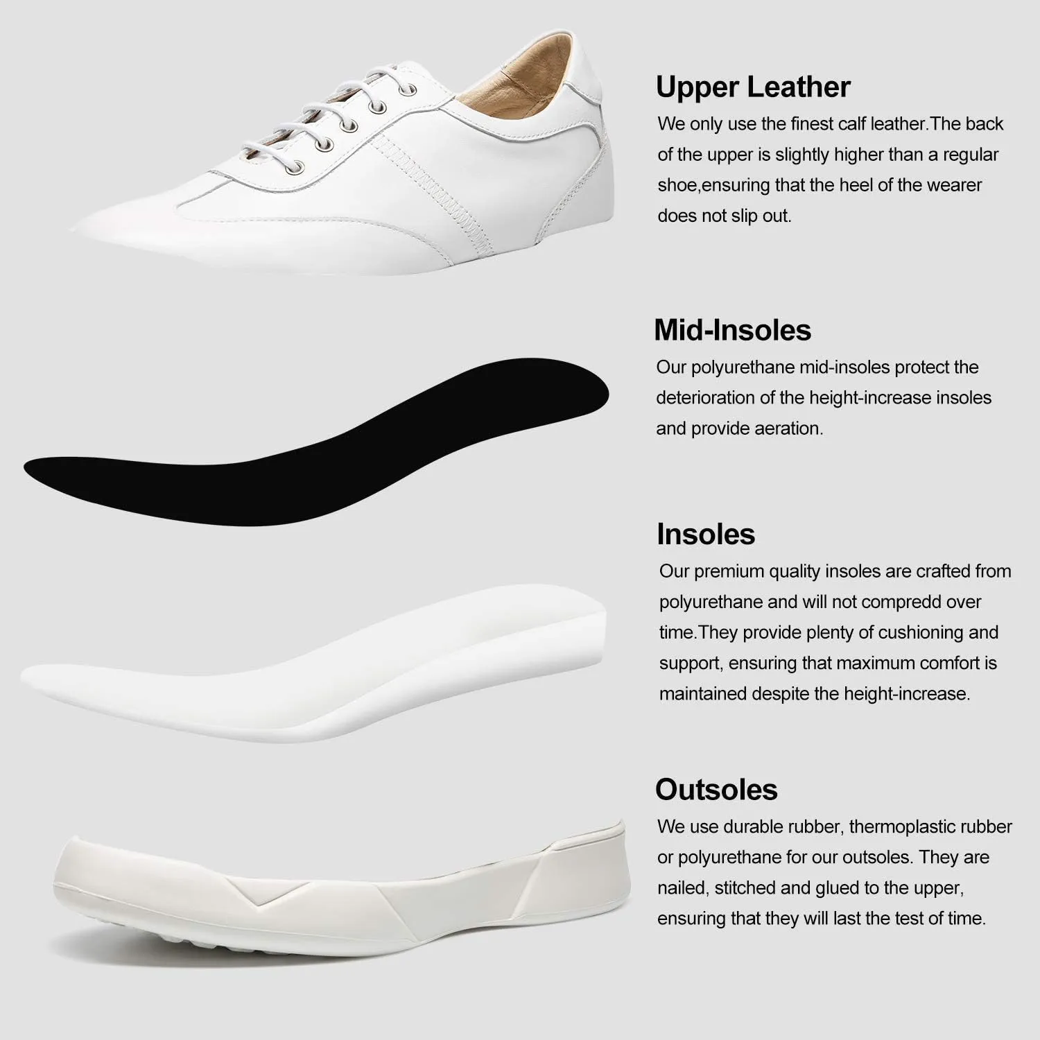 CHAMARIPA Hidden Heel Premium Leather Height Increase Low-Top Skate Shoes Men's Invisible Height Increasing Elevator Casual Fashion Sneaker