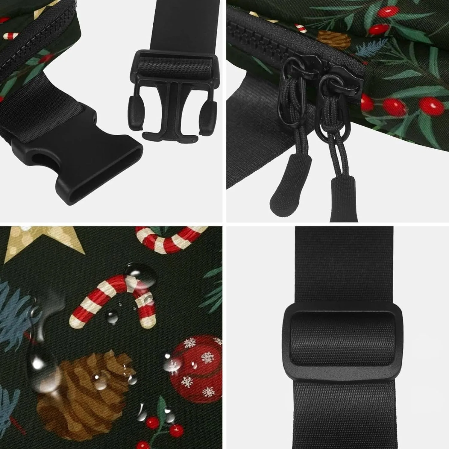 Christmas Elements-6 Unisex Style Fanny Pack: Fashion Waist Packs, Crossbody Bags Sport Slim Fashionable for Jogging Hiking Hiker Woman Man
