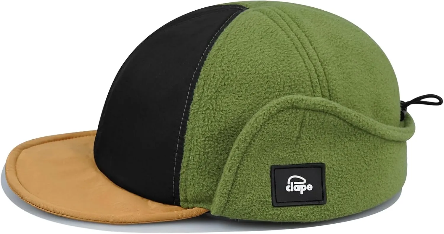 CLAPE Waterproof Winter Baseball Cap with Visor & Earflaps for Men, Women Outdoor Sherpa Fleece Trapper Hat with Ear Flaps