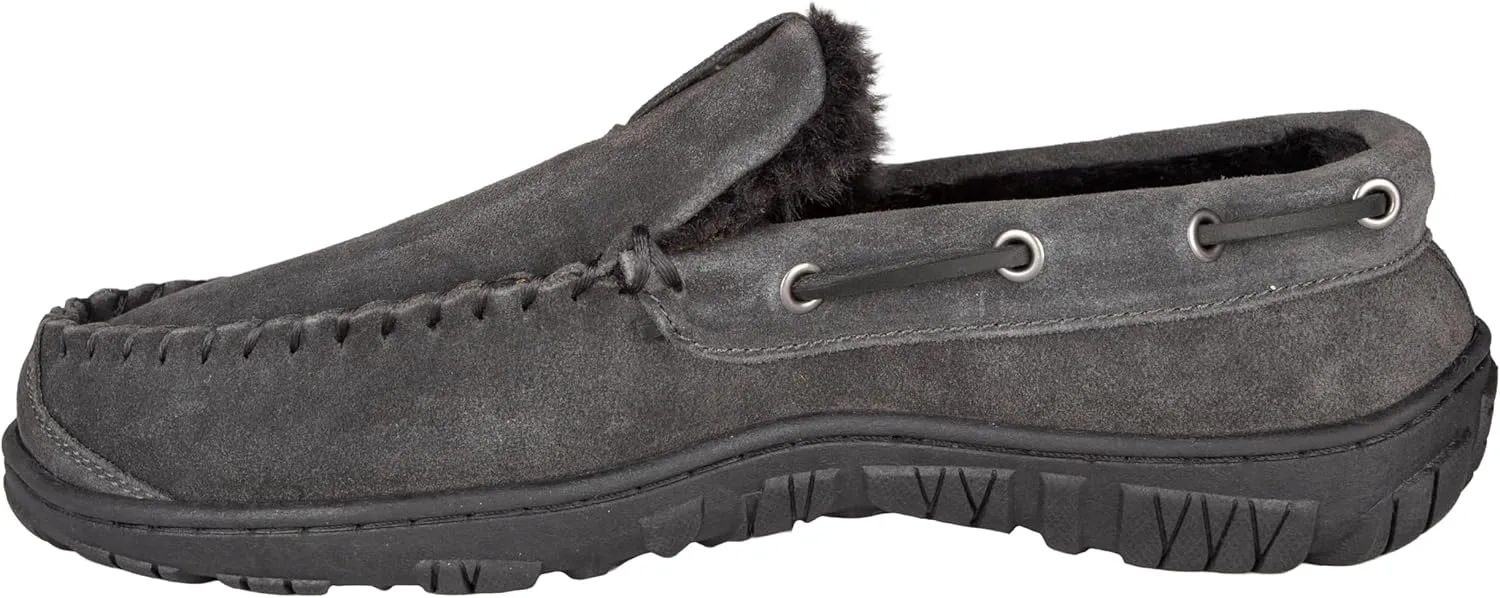Clarks Mens Slippers Suede Venetian Moccasin Indoor & Outdoor Warm And Cozy House Slippers For Men (10 M US, Grey)