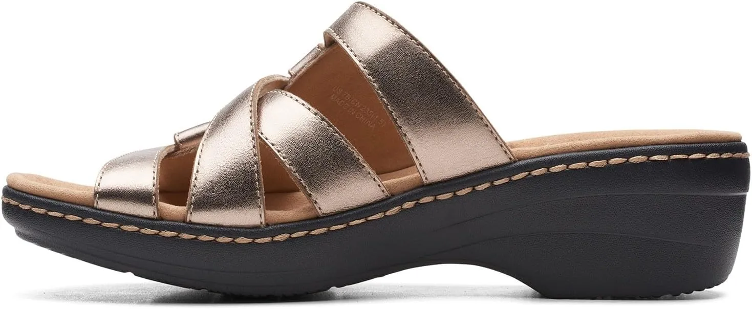 Clarks womens Merliah Karli Sandal, Metallic Leather, 9.5 US
