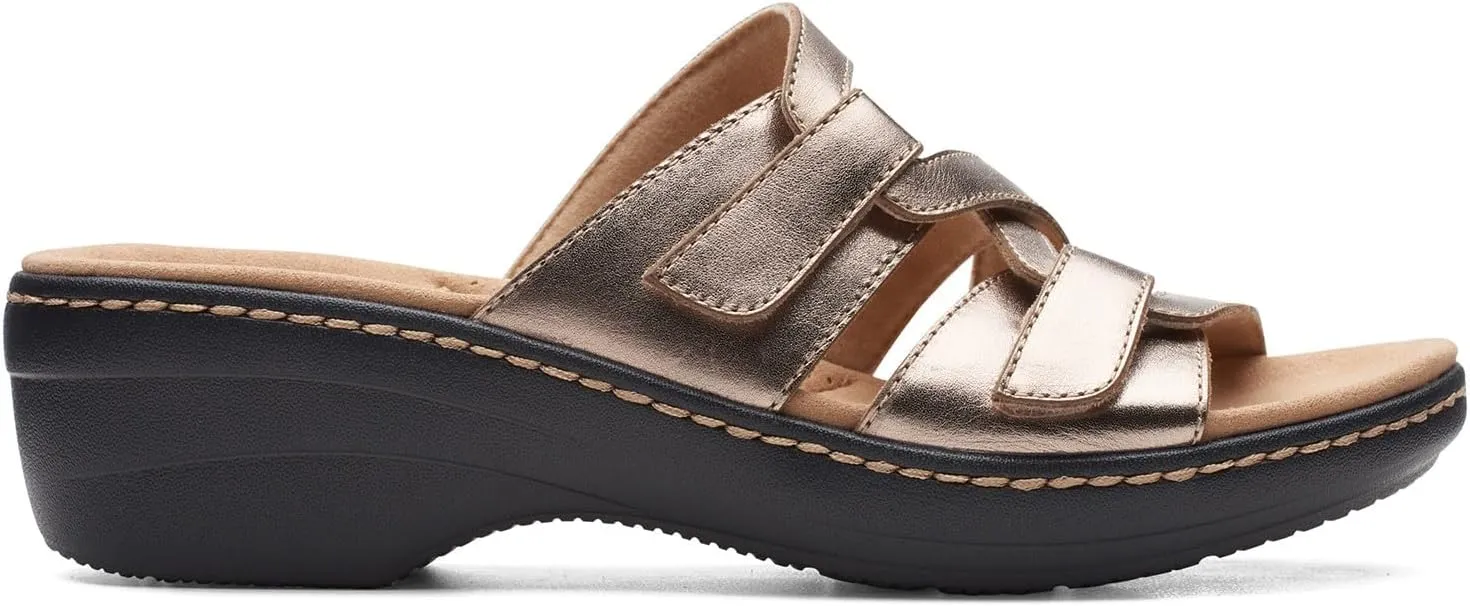 Clarks womens Merliah Karli Sandal, Metallic Leather, 9.5 US