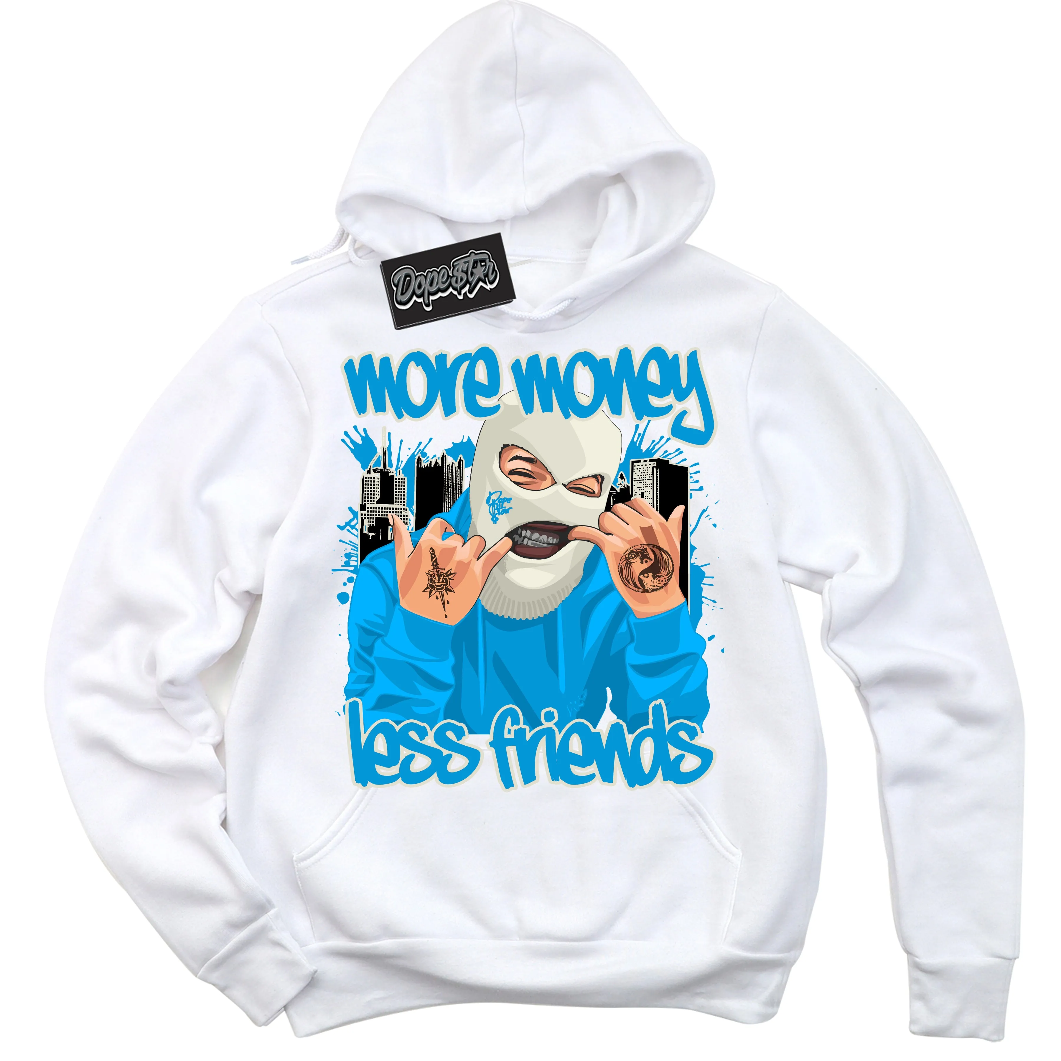 Coconut Milk University Blue Dunk Sneaker Hoodie More Money Less Friends Graphic
