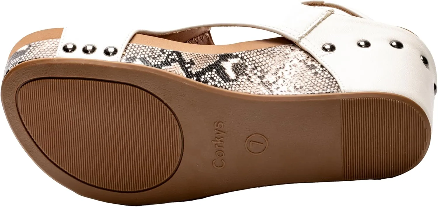 Corkys Footwear Womens Carley Wedges, Featuring Corkys EVA Foam Cushioned Insoles, A 2.5 Inch Heel, Lightweight For All Day Wear, And Hook And Loop Closure
