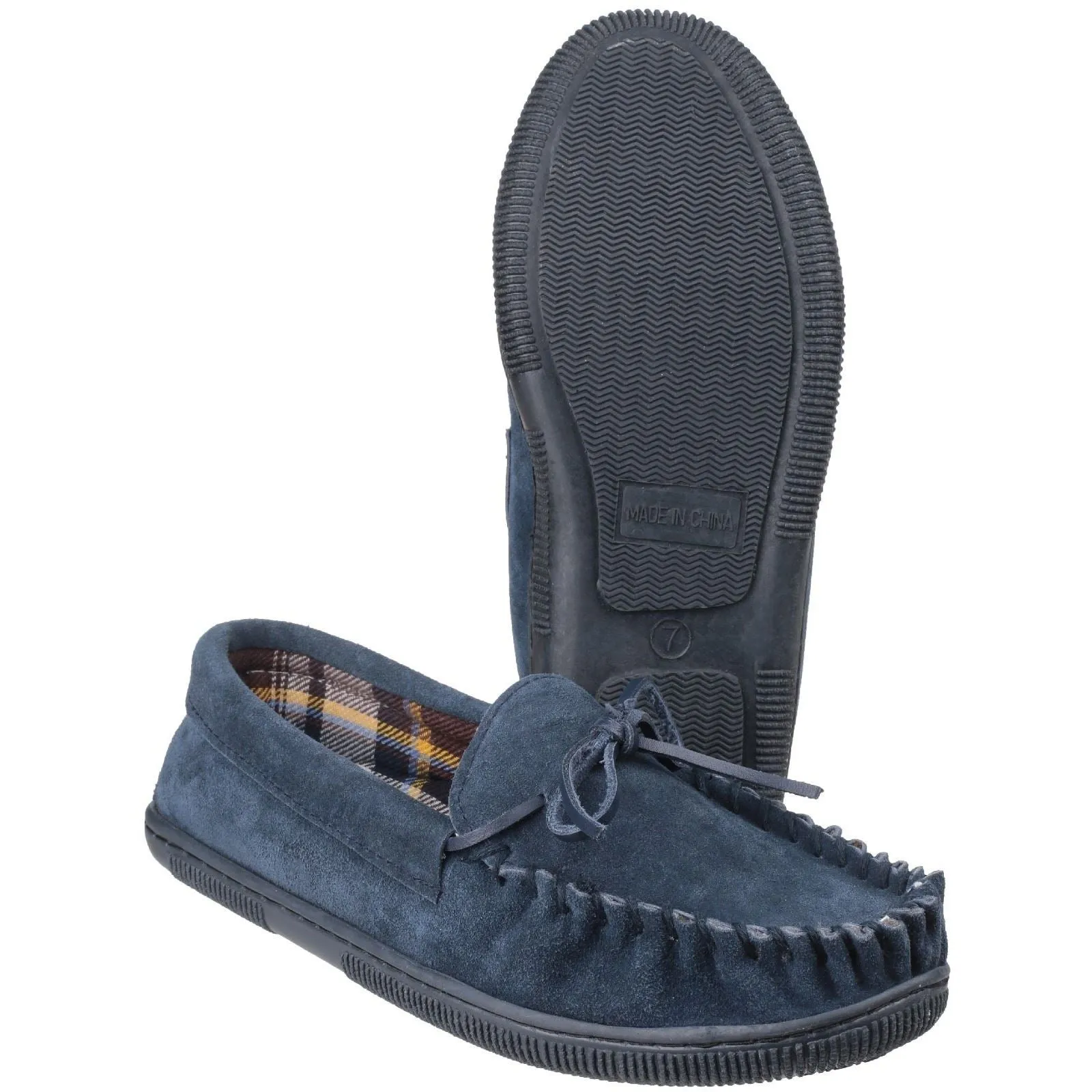 Cotswold Men's Alberta Moccasin Slipper in Navy
