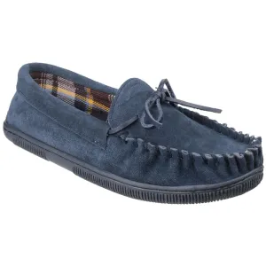 Cotswold Men's Alberta Moccasin Slipper in Navy