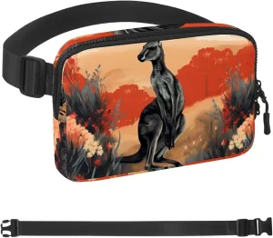 Cute Kangaroo-1587 Unisex Style Fanny Pack: Fashion Waist Packs, Crossbody Bags Sport Slim Fashionable for Jogging Hiking Hiker Woman Man